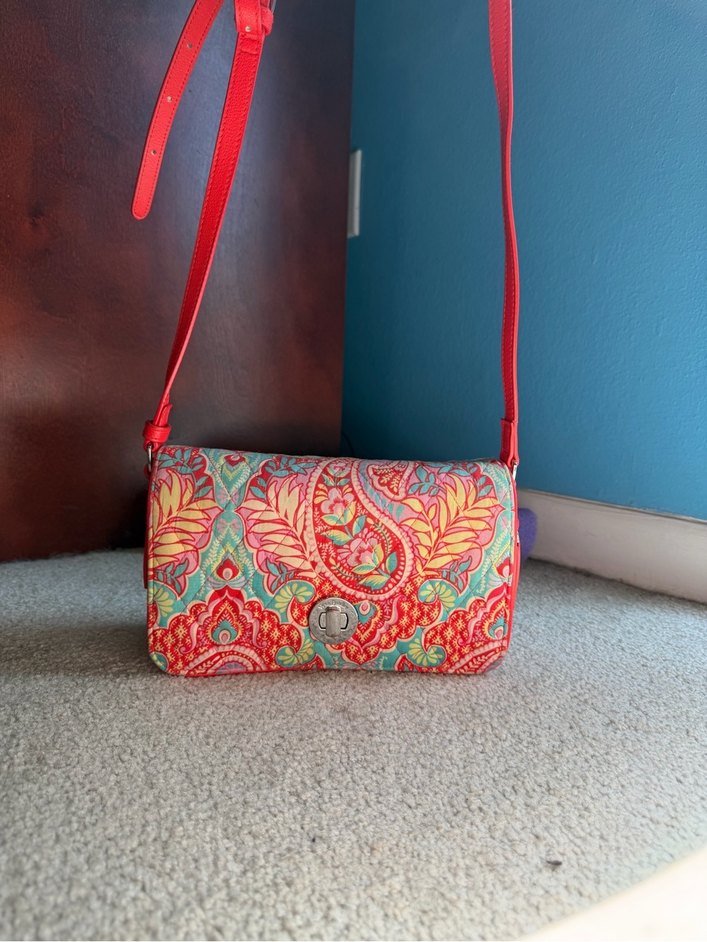 Vera Bradley Quilted Paisley Turnlock Flap Crossbody Bag